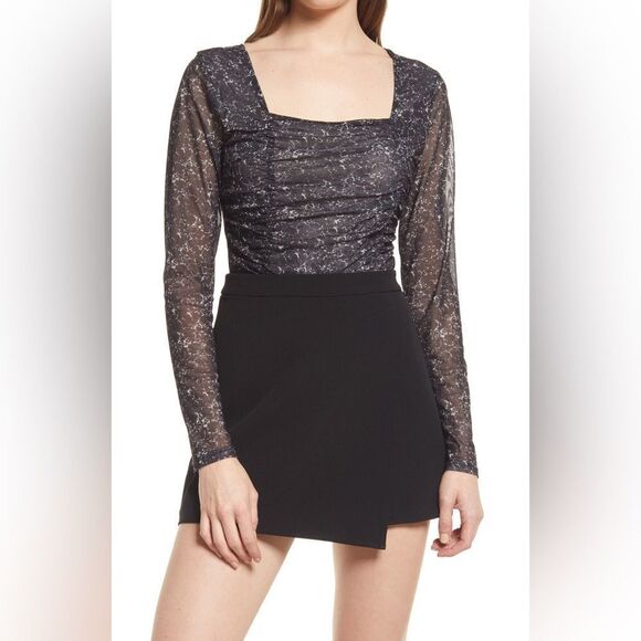 NWT! Open Edit Ruched Printed Bodysuit - Size Small🌸 - Picture 1 of 5